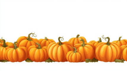 Obraz premium illustrated orange pumpkins in a row