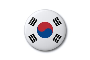 Glossy 3D South Korea Taegukgi National Flag Icon Representing Korean Culture, Technology, Global Business, and Hallyu Wave