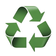 Obraz premium Dark Green 3D Recycling Symbol Isolated on White Representing Environmental Sustainability, Waste Management, and Eco-Friendly Business