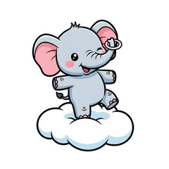 Fototapeta premium Cute baby elephant with a pacifier isolated on white background