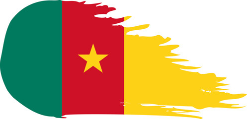 Cameroon comet flag fly, grunge brush vector
