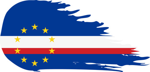 Cape Verde comet flag fly, grunge brush vector