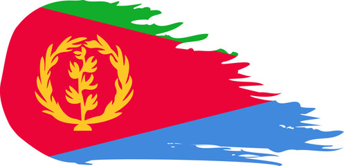 Eritrea comet flag fly, grunge brush vector
