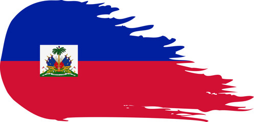 Haiti comet flag fly, grunge brush vector