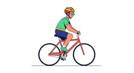 Obraz premium Cyclist Cycling in Silhouette on Road with Colorful Outfit Demonstrating Motion