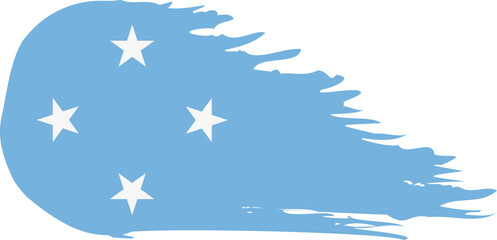 Micronesia comet flag fly, grunge brush vector