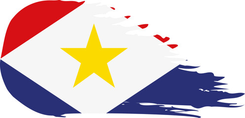 Saba comet flag fly, grunge brush vector