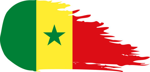 Senegal comet flag fly, grunge brush vector