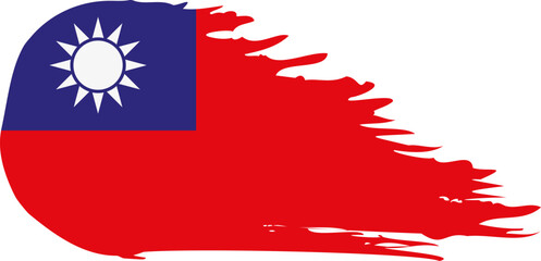 Taiwan comet flag fly, grunge brush vector