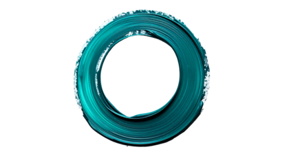 Teal paint ring, textured brushstrokes, centered on a black background