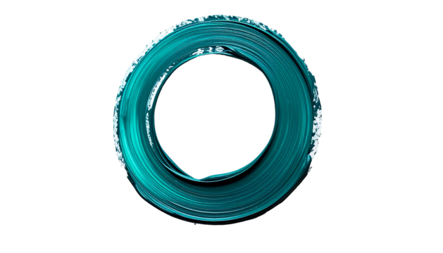Teal paint ring, textured brushstrokes, centered on a black background