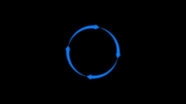 Four white arrows forming a circular rotation symbol,refresh arrow icon. Arrow refresh and recycle icon and arrow loading bar animation.