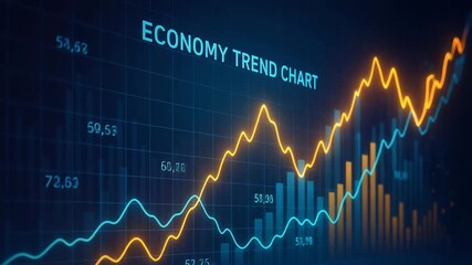 A digital economy trend chart showcasing growth patterns through vibrant colors and data visualization techniques. - Powered by Adobe