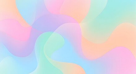 Photo of abstract soft pastel gradient waves with a smooth, fluid, and colorful design