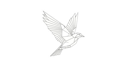 Obraz premium Geometric Bird Illustration against a Dark Backdrop Depicting Freedom, Flight and Tranquility