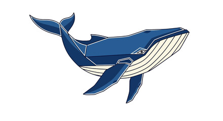 Obraz premium Geometric Blue Whale Against a Black Backdrop, Artistic Marine Animal Design