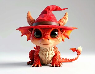 Red dragon wizard with hat