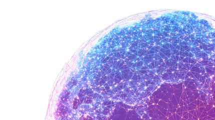 Digital glowing globe with interconnected network and futuristic design for technology concepts