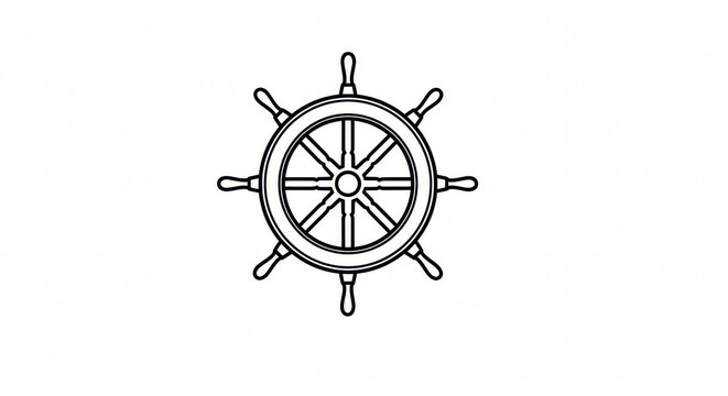 Classic nautical ship s wheel silhouette for maritime and sailing themes - Powered by Adobe