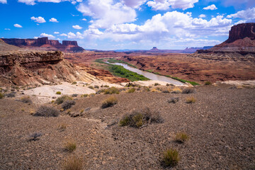 hiking near moab in canyonlands island in the sky in utah, usa