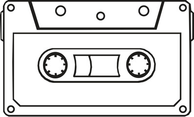 Music casette icon. Outline music casette vector icon for web design isolated on white background. Vector illustration. 
