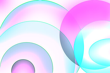 Abstract pastel rainbow curves and circles with soft gradients