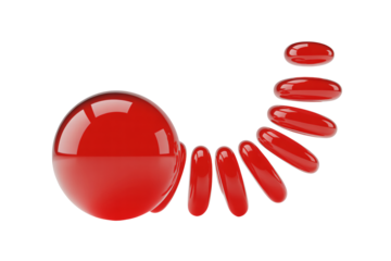 Dynamic red sphere and flowing ellipse elements create a stunning modern abstract design, perfect for tech or medical concepts