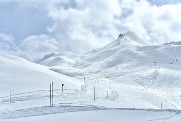 Majestic Courchevel ski resort slopes by winter