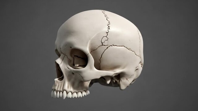 Detailed human skull model, subtly lit against a neutral backdrop