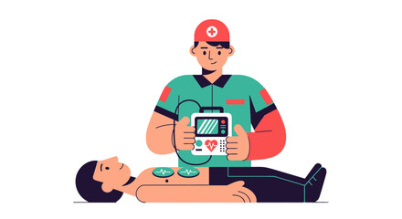 Medical Professional Using Defibrillator Device To Assist Patient During Emergency Action