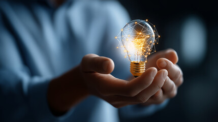 Hands building product led growth model with lightbulb activation strategy creative user acquisition digital onboarding funnel diagram visible face not shown with copy space