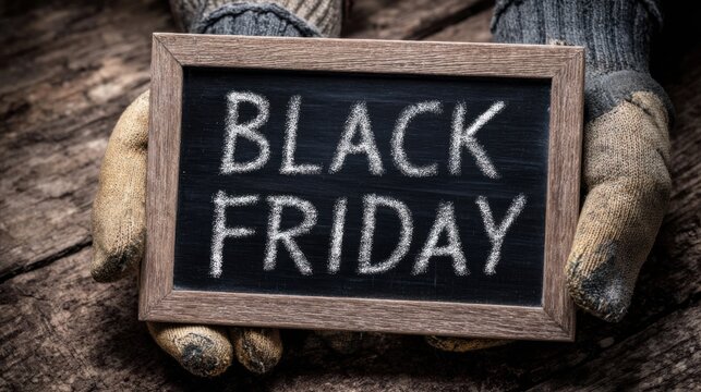 hands in gloves holding blackboard sign - Powered by Adobe