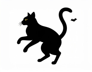 Classic black cat silhouette illustration, perfect for Halloween decorations, posters, and magical themed artworks.