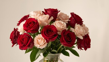 Floral Arrangement with Roses, Petals in Soft Light, A Study of Color and Texture.