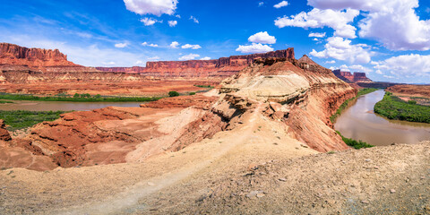 hiking near moab in canyonlands island in the sky in utah, usa