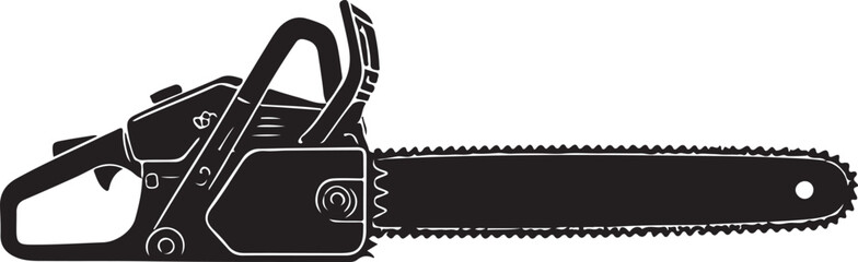 Silhouette of Chainsaw prop on white 