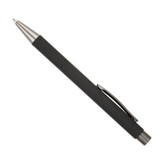 Black  Metal Pen with Black Clip and Cap, beautiful close-up top view on png background