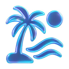 PNG Neon tropical beach illustration