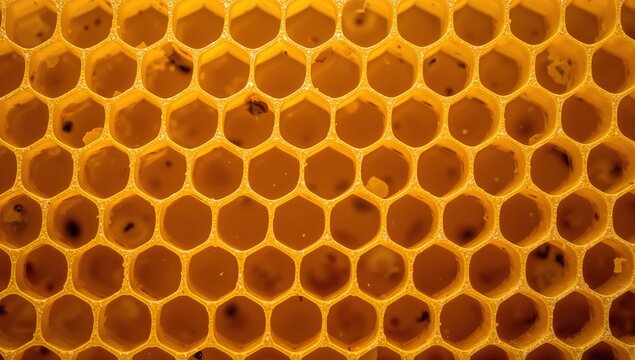 Golden Honeycomb Structure, Interlocking Geometric Cells, Texture of Natural Material.