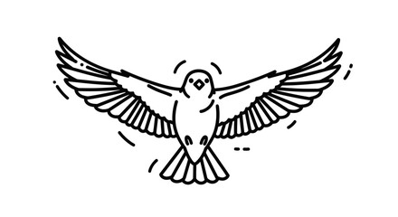 Obraz premium Minimalist Bird Illustration Showcasing Expanded Wings In Flight Against a Dark backdrop