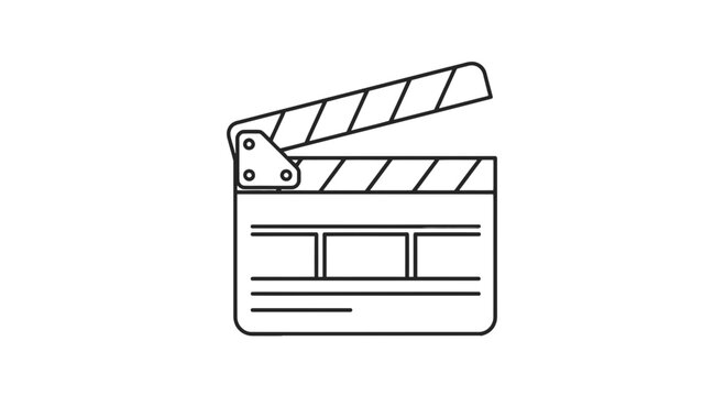 Minimalist Clapperboard Icon Design, Symbolizing Cinematic Creation Processes and Industry Aspects