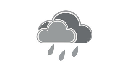 Obraz premium Minimalist Cloud Icon With Rain Showers On Black Background For Weather Forecast
