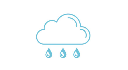Obraz premium Minimalist Cloud Icon With Rain Drops Against a Deep Black Background