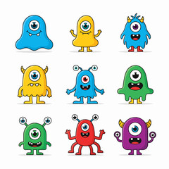 A Vector Illustration of Cute Monster Set
