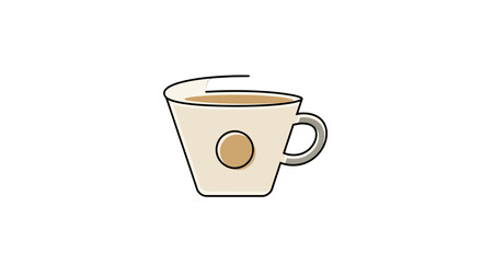 Obraz premium Minimalist Coffee Cup With Unique Design, Cream Beverage Against Black Background Illustration