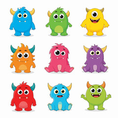 Vector illustration of collection of cartoon alien and monster
