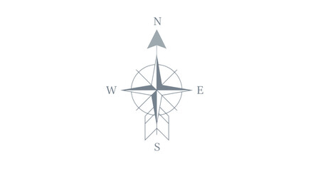 Fototapeta premium Minimalist Compass Icon Pointing North Isolated On Black Background For Navigation