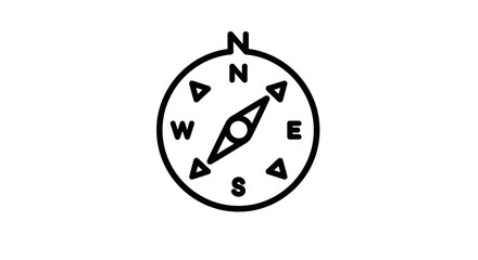 Minimalist Compass Illustration Indicating Navigational Directions On Black Background