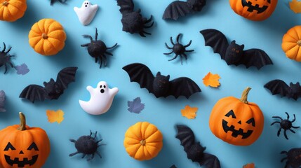 halloween pumpkins bats and ghosts pattern