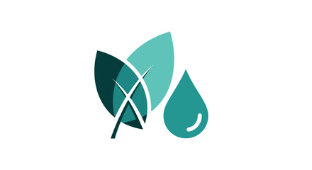 Minimalist Design Featuring Leaves And A Water Droplet Perfect For Ecology Themes